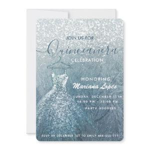 Dusty blue snow winter wonderland Quinceañera