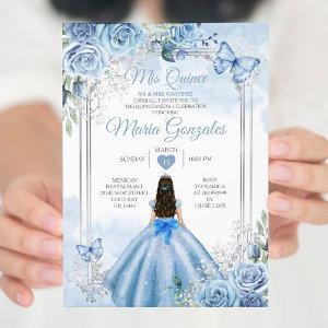 Dusty Blue & White Mis Quince 15 Anos Silver Crown