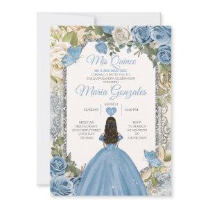 Dusty Blue & White Mis Quince 15 Anos Silver Crown