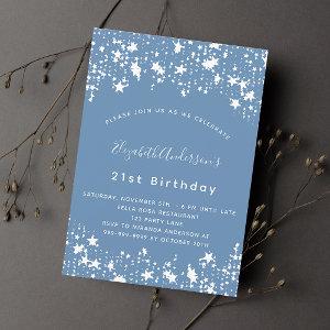 Dusty blue white stars birthday party  postcard
