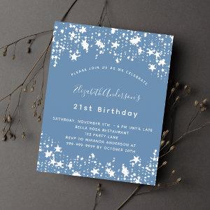 Dusty blue white stars budget birthday nvitation
