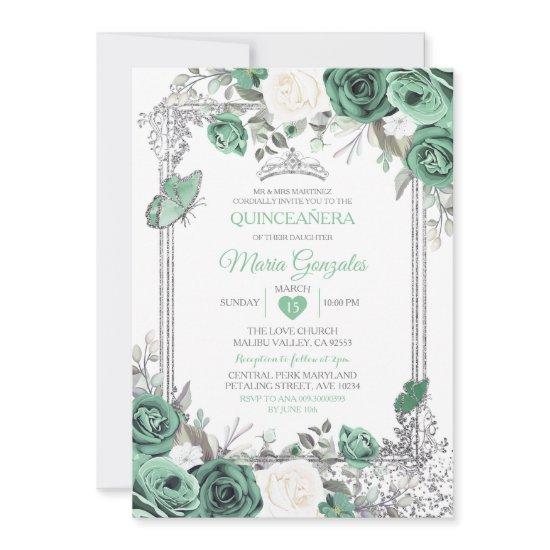 Dusty Green Mexican Charra Mis Quince Butterfly