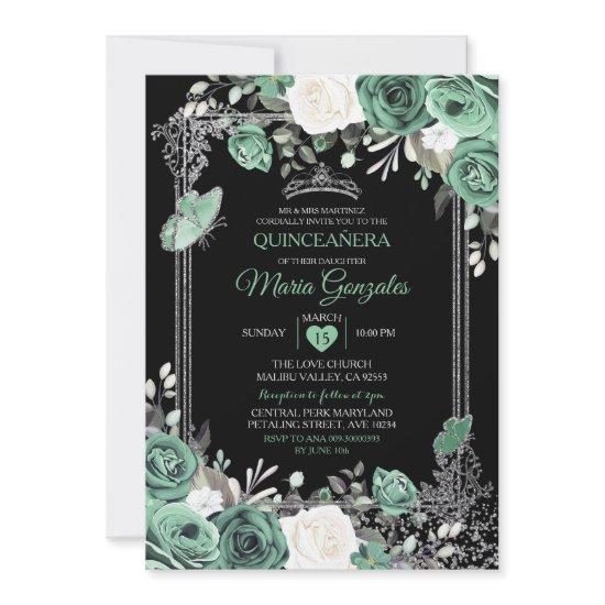 Dusty Green Mexican Charra Mis Quince Butterfly