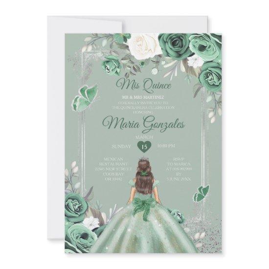 Dusty Green Silver Mis Quince 15 Anos