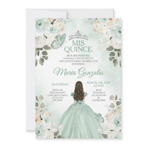 Dusty Green & Silver Mis Quince Floral Quinceañera