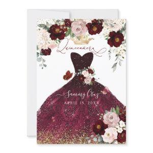 Dusty Pink Burgundy Blush Flowers Quinceanera