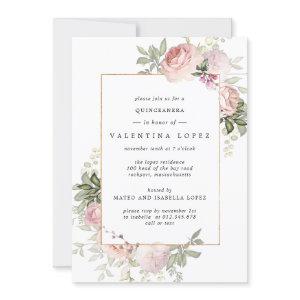 Dusty Pink Floral Quinceanera