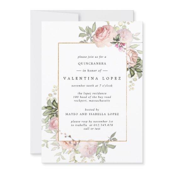 Dusty Pink Floral Quinceanera
