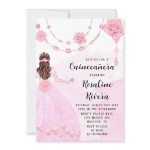 Dusty Pink Pearls Flora Girl Quinceanera Birthday