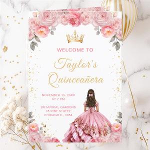 Dusty Pink Princess Floral Quinceañera Program