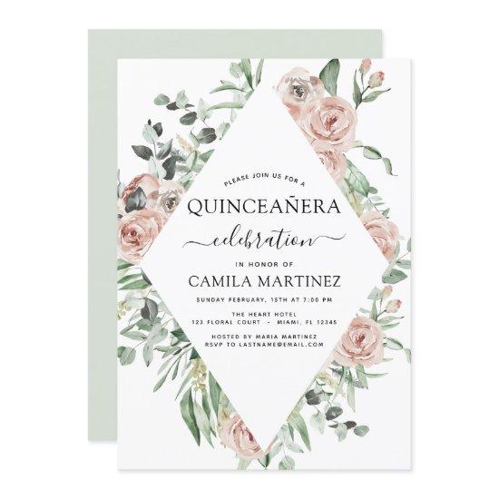 Dusty Pink Quinceañera Floral Greenery Eucalyptus
