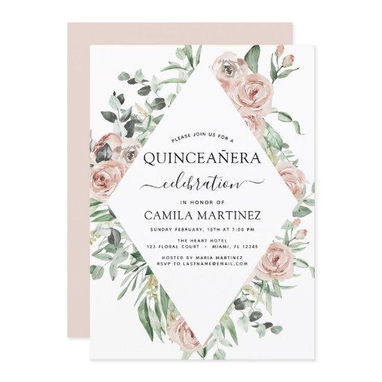 Dusty Pink Quinceañera Floral Greenery Eucalyptus