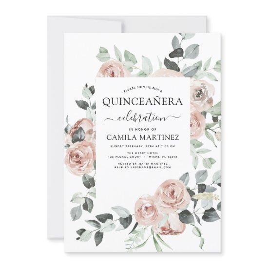 Dusty Pink Quinceañera Floral Greenery