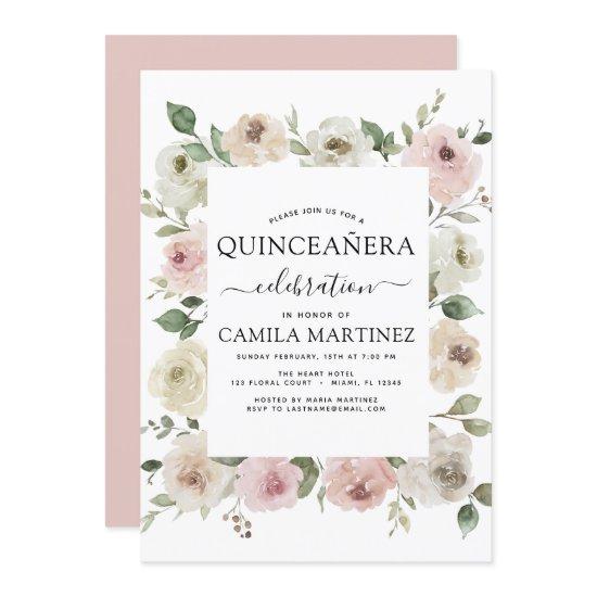 Dusty Pink Quinceañera Floral Greenery