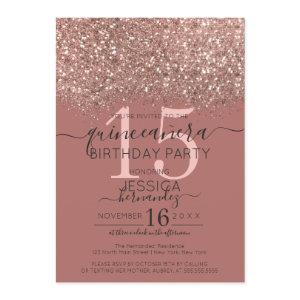 Dusty Pink Rose Gold Glitter Confetti Quinceañera