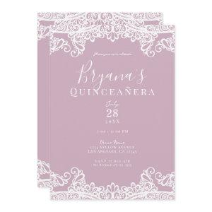 Dusty Pink White Lace Elegant Quinceañera Party