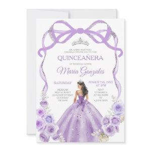 Dusty Purple Bow Princess Silver Crown Quinceañera