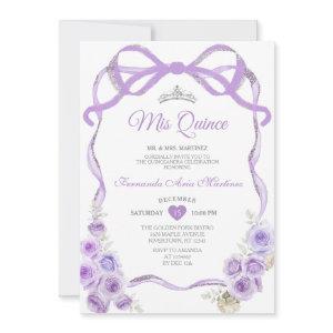 Dusty Purple Floral Bow Ribbon Silver Mis Quince