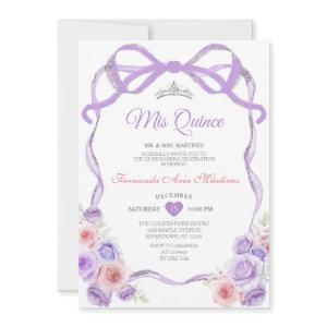 Dusty Purple Pink Floral Bow Silver Mis Quince