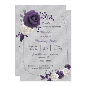 dusty purple white flowers geometric birthday