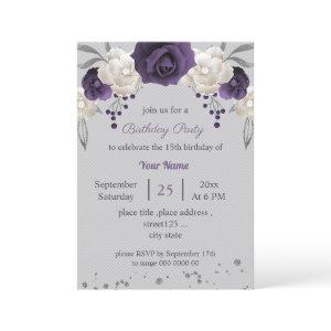 dusty purple & white flowers gray birthday