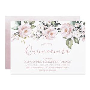 Dusty Rose Blush Pink Flowers Quinceanera Party