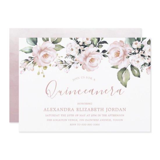 Dusty Rose Blush Pink Flowers Quinceanera Party