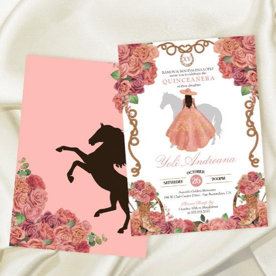 Dusty Rose Gold Blush Western Charro Quinceañera
