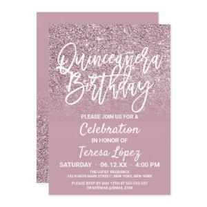 Dusty Rose Gold Pink Glitter Ombre Quinceañera