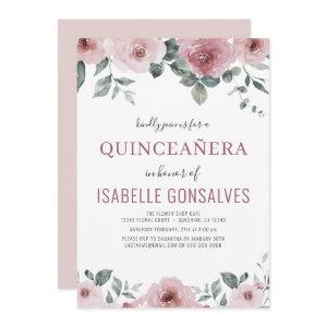 Dusty Rose Pink Floral QUINCEAÑERA Celebration