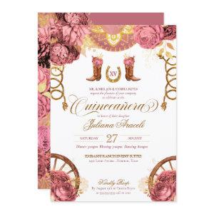 Dusty Rose Pink Gold Elegant Charro Quinceanera