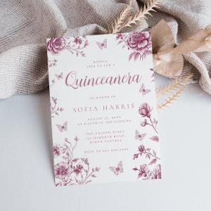 Dusty Rose Vintage Floral Quinceanera Party 15th