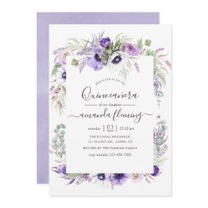 Dusty Violet Watercolor Floral Quinceañera