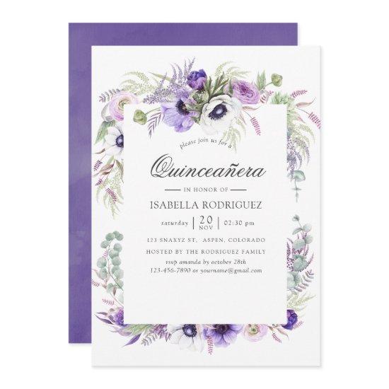 Dusty Violet Wedding Watercolor Quinceañera