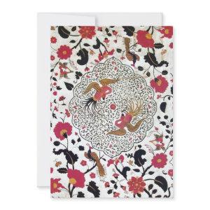 EDEN ,FLOWERS AND BIRDS Red Black White Floral  Announcement