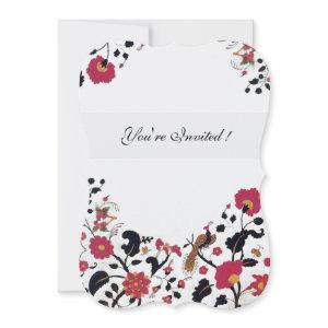 EDEN Red,Black White Floral,Peacocks,Butterflies