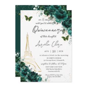 Eiffel Paris Quinceañera Emerald Green Floral
