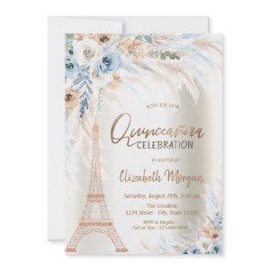 Eiffel Tower Blue Roses Pampas Grass Quinceanera