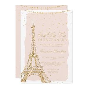 Eiffel tower chic gold glitter blush quinceanera