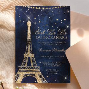 Eiffel tower chic gold glitter sparkle quinceanera