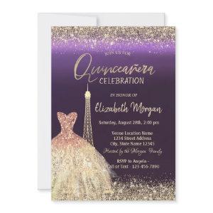 Eiffel Tower Confetti Dress Purple Quinceanera