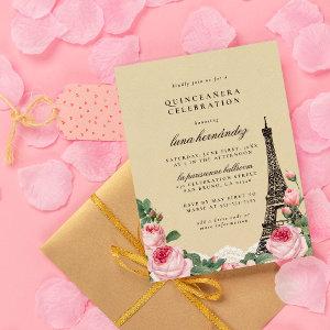 Eiffel Tower Floral Paris Themed Quinceañera  Postcard