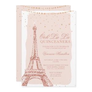 Eiffel tower rose gold glitter blush quinceanera