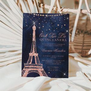 Eiffel tower rose gold glitter sparkle quinceanera