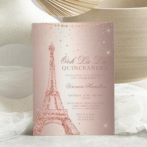 Eiffel tower rose gold metallic foil quinceanera