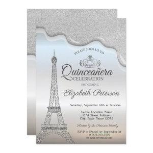Eiffel Tower,Silver Drips Quinceañera