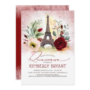 Eiffel Tower Vintage Paris Pink Gold Quinceañera