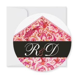 ELEGANT ANTIQUE FLORENTINE PINK FLORAL MONOGRAM