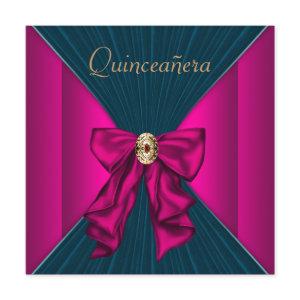 Elegant Aqua Blue and Hot Pink Quinceanera
