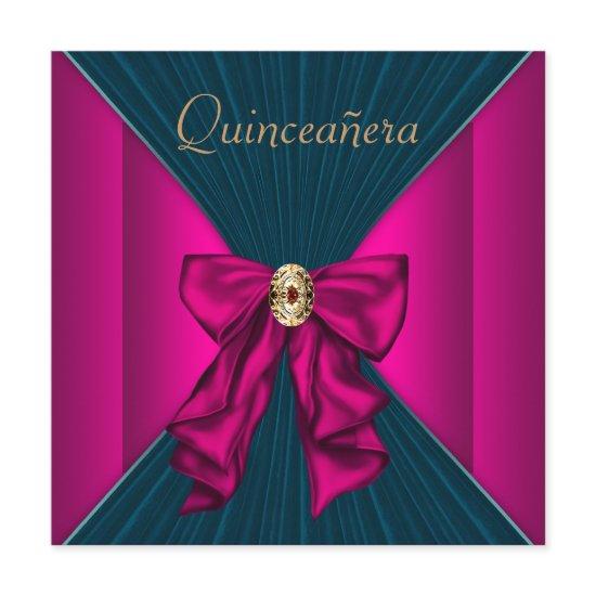 Elegant Aqua Blue and Hot Pink Quinceanera